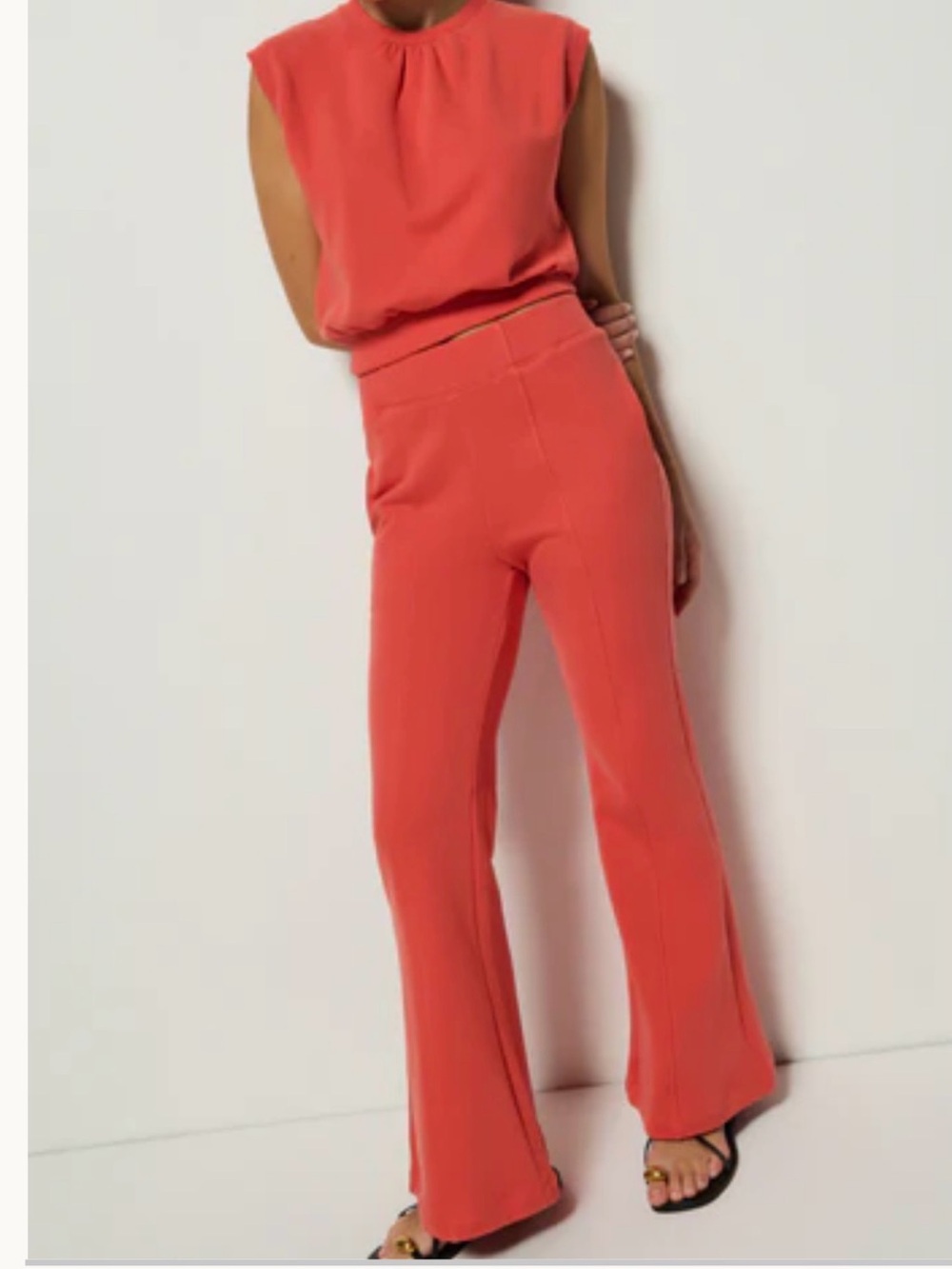Nation LTD Reece Flared sweat pants size SMALL front pockets color Coral Kiss